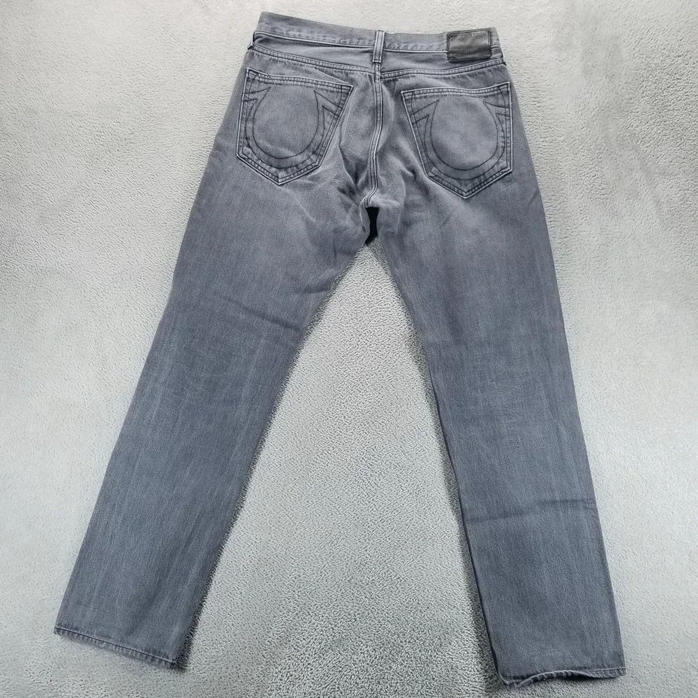 True Religion Jeans Mens 34x32 Gray Rocco Slim Straight‎ Charcoal Made In Italy